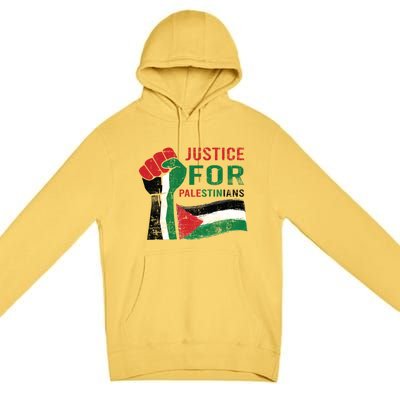 Justice For Palestinian Hand Raise Free Palestine Flag Gift Premium Pullover Hoodie