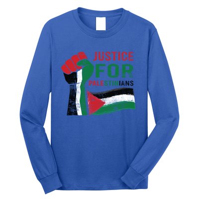 Justice For Palestinian Hand Raise Free Palestine Flag Gift Long Sleeve Shirt