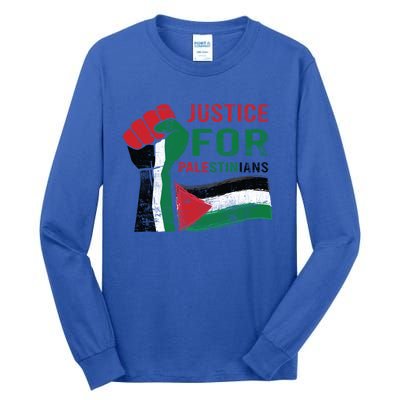 Justice For Palestinian Hand Raise Free Palestine Flag Gift Tall Long Sleeve T-Shirt