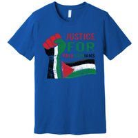 Justice For Palestinian Hand Raise Free Palestine Flag Gift Premium T-Shirt