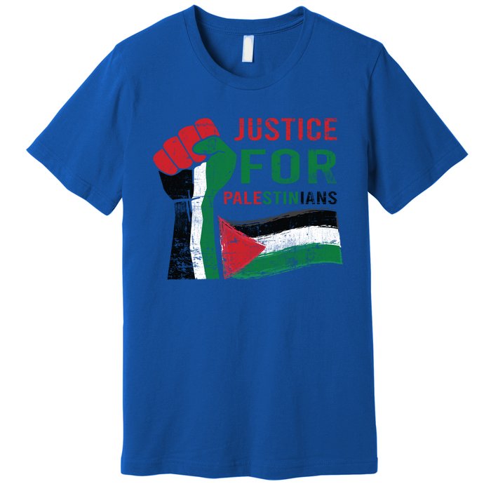 Justice For Palestinian Hand Raise Free Palestine Flag Gift Premium T-Shirt