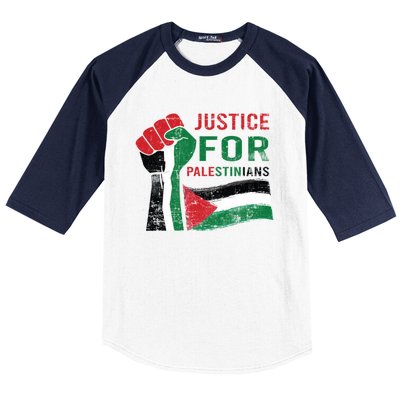 Justice For Palestinian Hand Raise Free Palestine Flag Gift Baseball Sleeve Shirt