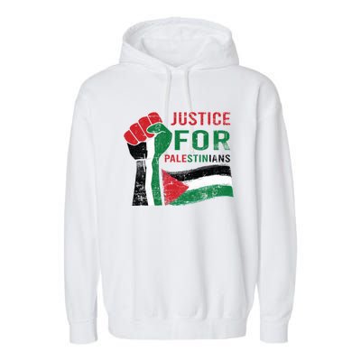 Justice For Palestinian Hand Raise Free Palestine Flag Gift Garment-Dyed Fleece Hoodie