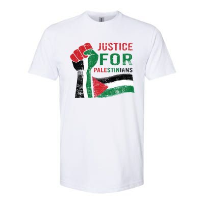 Justice For Palestinian Hand Raise Free Palestine Flag Gift Softstyle CVC T-Shirt