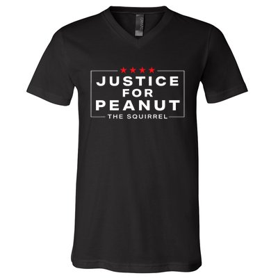 Justice For Peanut The Squirrel Peanut Squirrel Design V-Neck T-Shirt