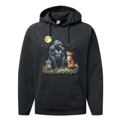 Justice For Peanut And Fred! Squirrel Raccoon Gorilla Performance Fleece Hoodie