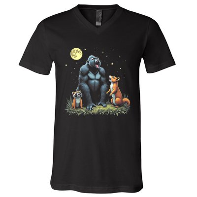 Justice For Peanut And Fred! Squirrel Raccoon Gorilla V-Neck T-Shirt