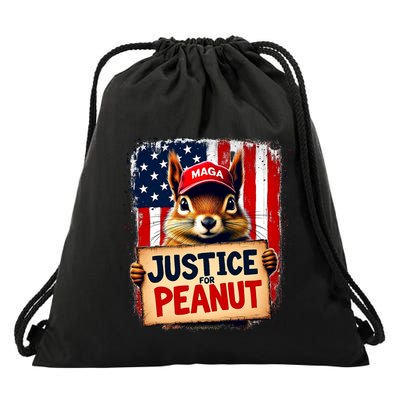 Justice For Peanut The Squirrel Peanut Squirrel Maga Drawstring Bag