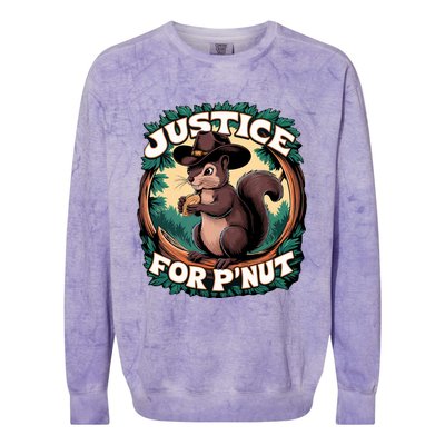 Justice For PNut Cute Peanut The Squirrel Cowboy Hat Colorblast Crewneck Sweatshirt