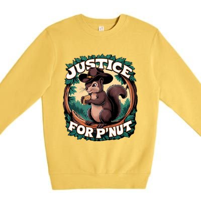 Justice For PNut Cute Peanut The Squirrel Cowboy Hat Premium Crewneck Sweatshirt