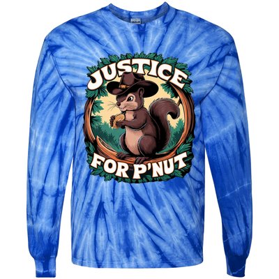 Justice For PNut Cute Peanut The Squirrel Cowboy Hat Tie-Dye Long Sleeve Shirt