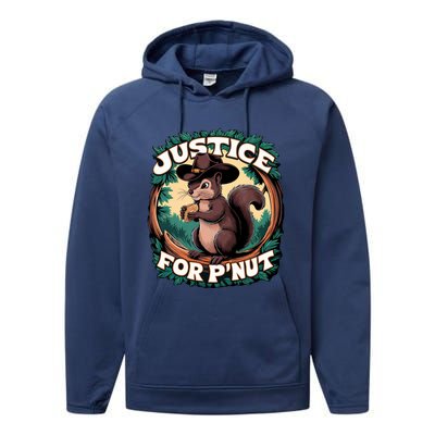 Justice For PNut Cute Peanut The Squirrel Cowboy Hat Performance Fleece Hoodie