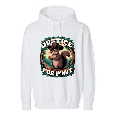 Justice For PNut Cute Peanut The Squirrel Cowboy Hat Garment-Dyed Fleece Hoodie