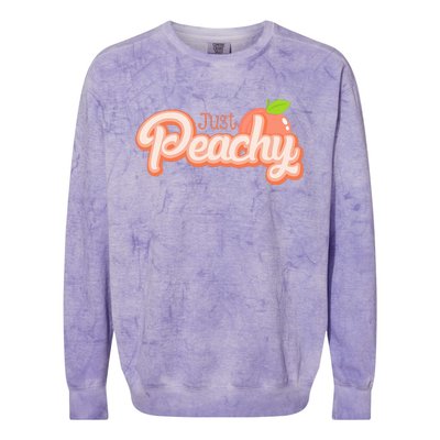 Just Freaking Peachy Feeling Happy Happiness Positivity Colorblast Crewneck Sweatshirt