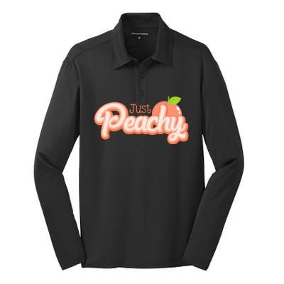 Just Freaking Peachy Feeling Happy Happiness Positivity Silk Touch Performance Long Sleeve Polo