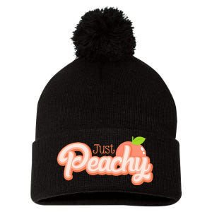 Just Freaking Peachy Feeling Happy Happiness Positivity Pom Pom 12in Knit Beanie