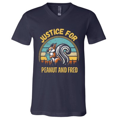 Justice For Peanut And Fred Peanut Squirrel Fred Raccoon V-Neck T-Shirt