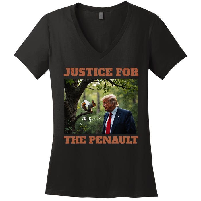 Justice For Peanut The Squirrel Maga Trump 2024 Vote Trump Women's V-Neck T-Shirt