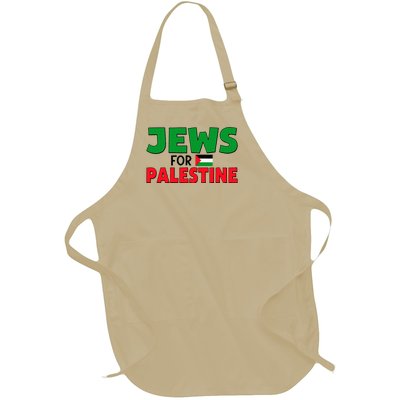 Jews For Palestine Peace Love Free Palestine Flag Full-Length Apron With Pockets