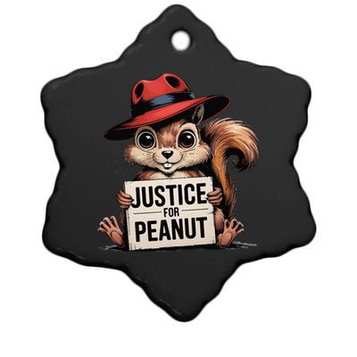 Justice For Peanut Animal Lovers Cartoon Graphic Ceramic Star Ornament