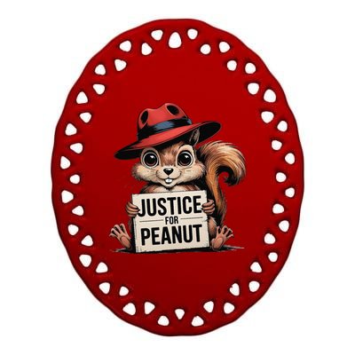 Justice For Peanut Animal Lovers Cartoon Graphic Ceramic Oval Ornament