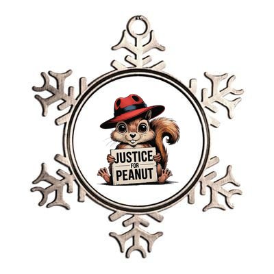 Justice For Peanut Animal Lovers Cartoon Graphic Metallic Star Ornament