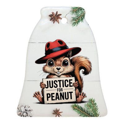 Justice For Peanut Animal Lovers Cartoon Graphic Ceramic Bell Ornament