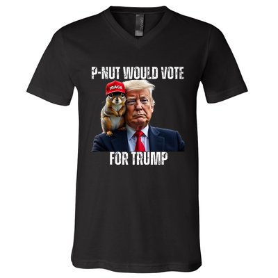 Justice For P Nut The Squirrel Justice For Peanut Trump Vote V-Neck T-Shirt