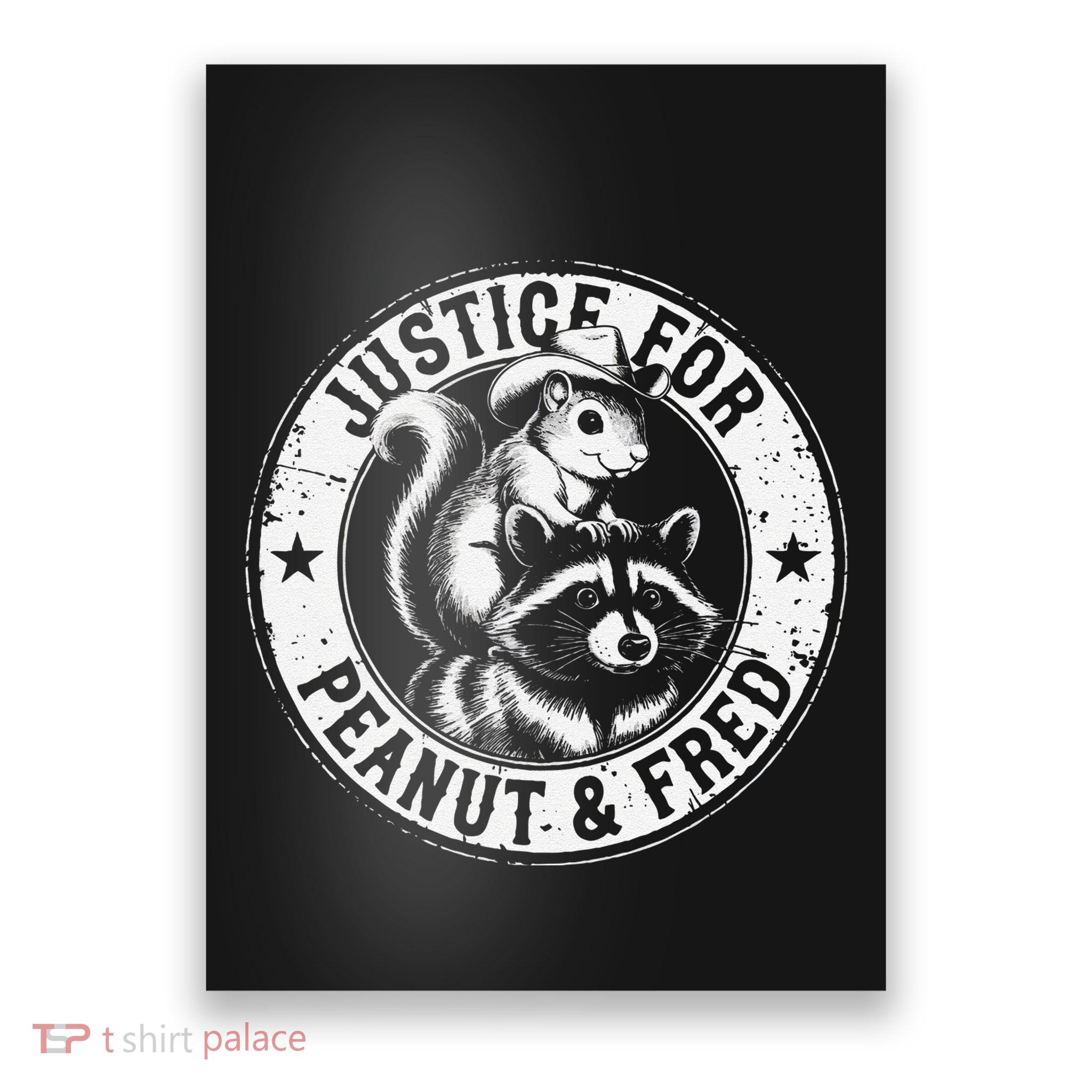 Justice For Peanut & Fred Cute Squirrel Cowboy Hat Racoon Poster