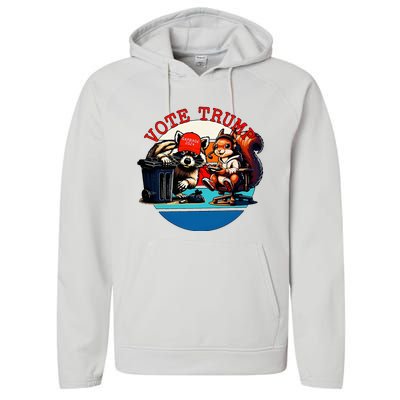 Justice For Peanut Fred The Raccoon Vote Trump Maga 2024 Performance Fleece Hoodie