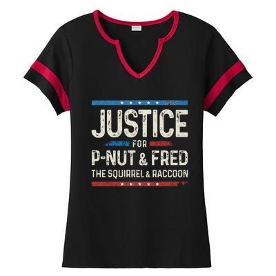 Justice For Pnut And Fred The Squirrel Peanut Justice Ladies Halftime Notch Neck Tee