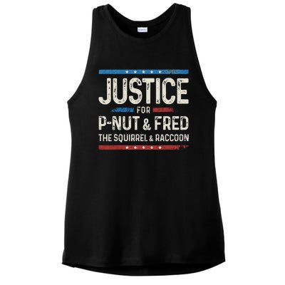 Justice For Pnut And Fred The Squirrel Peanut Justice Ladies PosiCharge Tri-Blend Wicking Tank