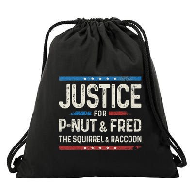 Justice For Pnut And Fred The Squirrel Peanut Justice Drawstring Bag