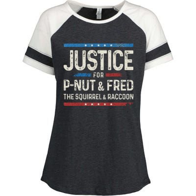 Justice For Pnut And Fred The Squirrel Peanut Justice Enza Ladies Jersey Colorblock Tee