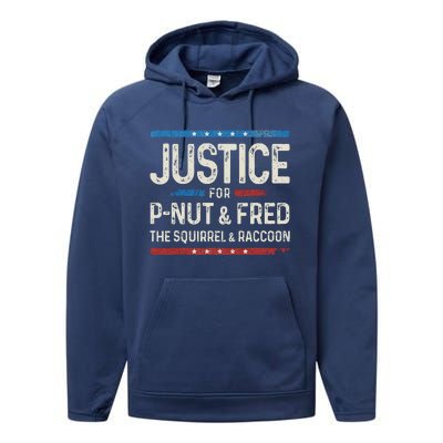 Justice For Pnut And Fred The Squirrel Peanut Justice Performance Fleece Hoodie