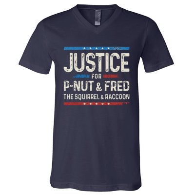 Justice For Pnut And Fred The Squirrel Peanut Justice V-Neck T-Shirt