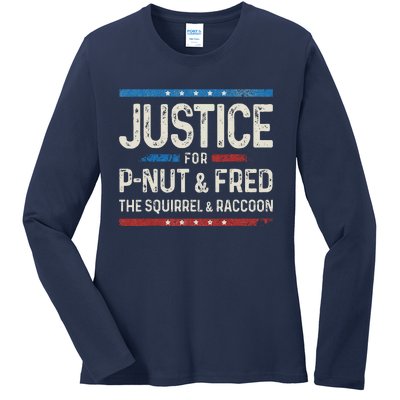 Justice For Pnut And Fred The Squirrel Peanut Justice Ladies Long Sleeve Shirt