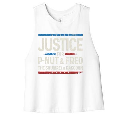 Justice For Pnut And Fred The Squirrel Peanut Justice Women's Racerback Cropped Tank