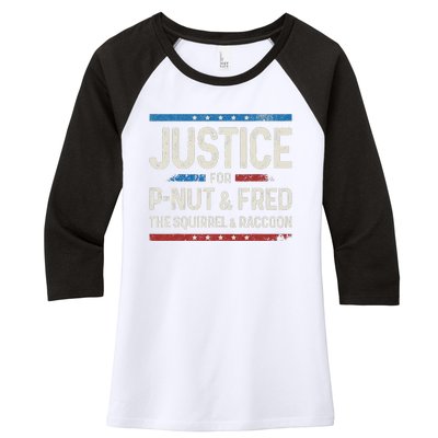 Justice For Pnut And Fred The Squirrel Peanut Justice Women's Tri-Blend 3/4-Sleeve Raglan Shirt