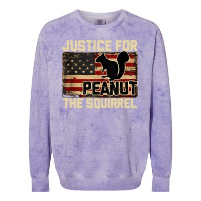 Justice For Peanut The Squirrel Vintage Usa Flag Colorblast Crewneck Sweatshirt