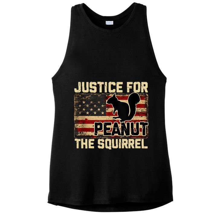 Justice For Peanut The Squirrel Vintage Usa Flag Ladies PosiCharge Tri-Blend Wicking Tank
