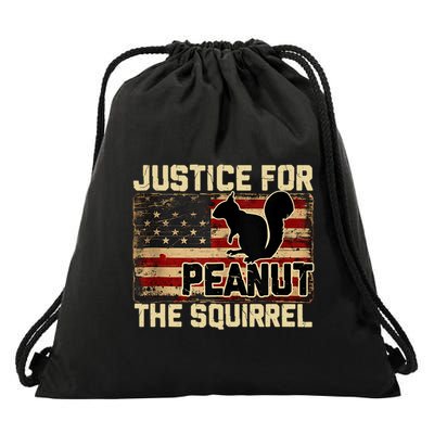 Justice For Peanut The Squirrel Vintage Usa Flag Drawstring Bag