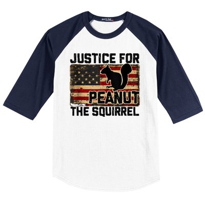 Justice For Peanut The Squirrel Vintage Usa Flag Baseball Sleeve Shirt