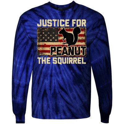 Justice For Peanut The Squirrel Vintage Usa Flag Tie-Dye Long Sleeve Shirt