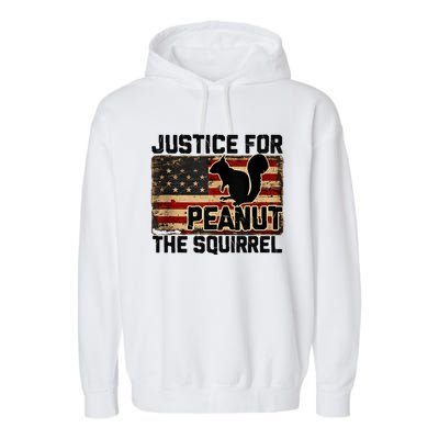 Justice For Peanut The Squirrel Vintage Usa Flag Garment-Dyed Fleece Hoodie