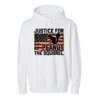 Justice For Peanut The Squirrel Vintage Usa Flag Garment-Dyed Fleece Hoodie