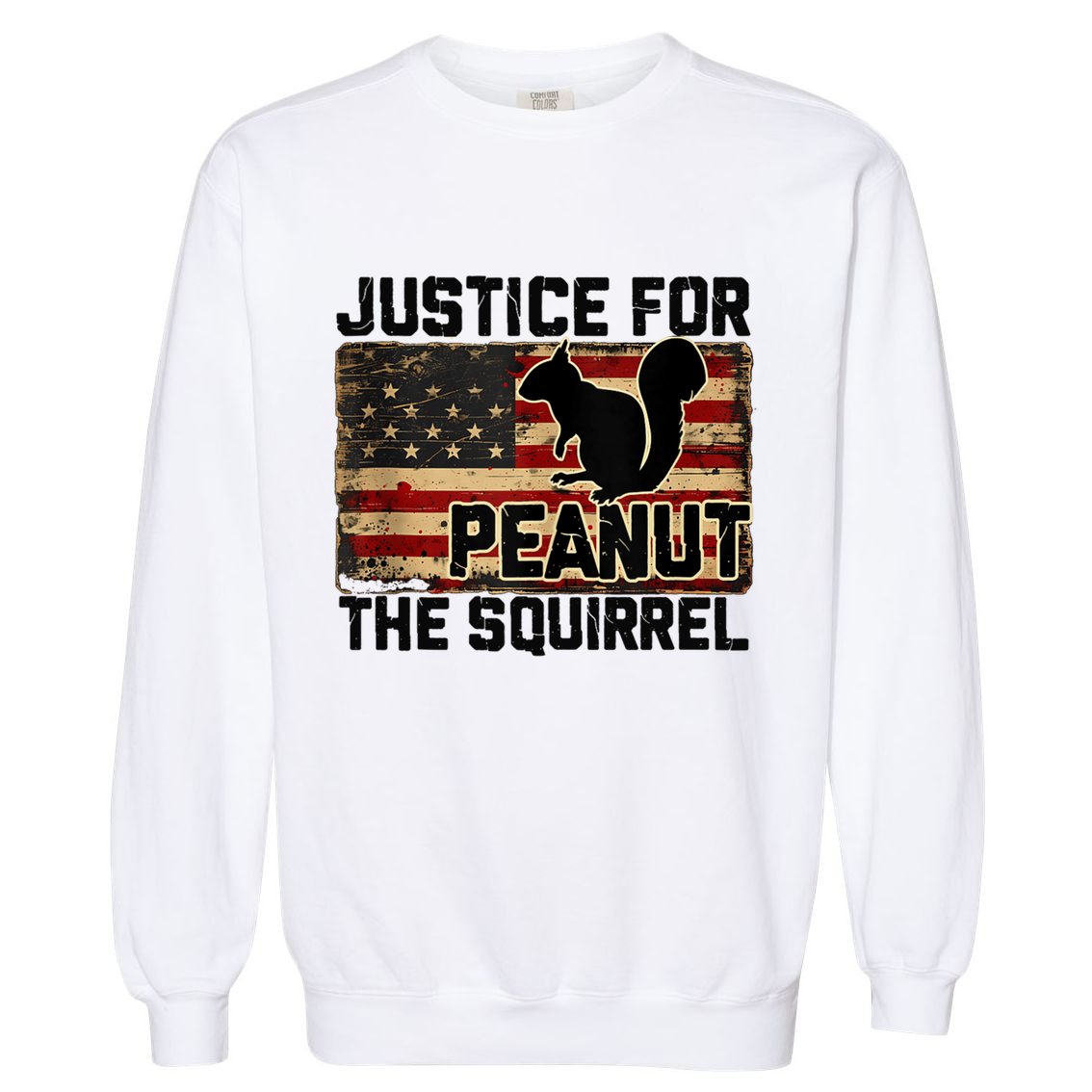 Justice For Peanut The Squirrel Vintage Usa Flag Garment-Dyed Sweatshirt