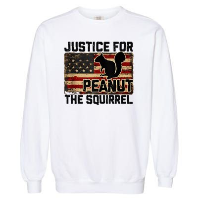 Justice For Peanut The Squirrel Vintage Usa Flag Garment-Dyed Sweatshirt