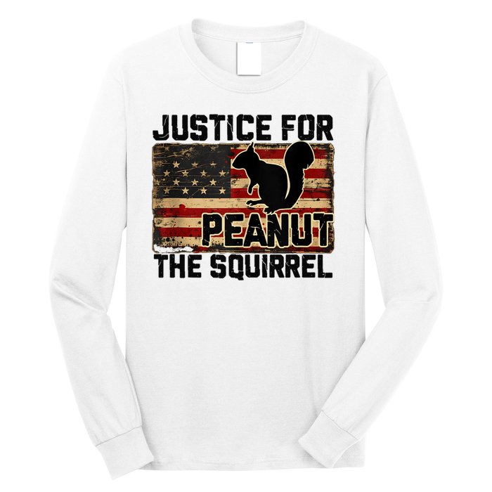 Justice For Peanut The Squirrel Vintage Usa Flag Long Sleeve Shirt