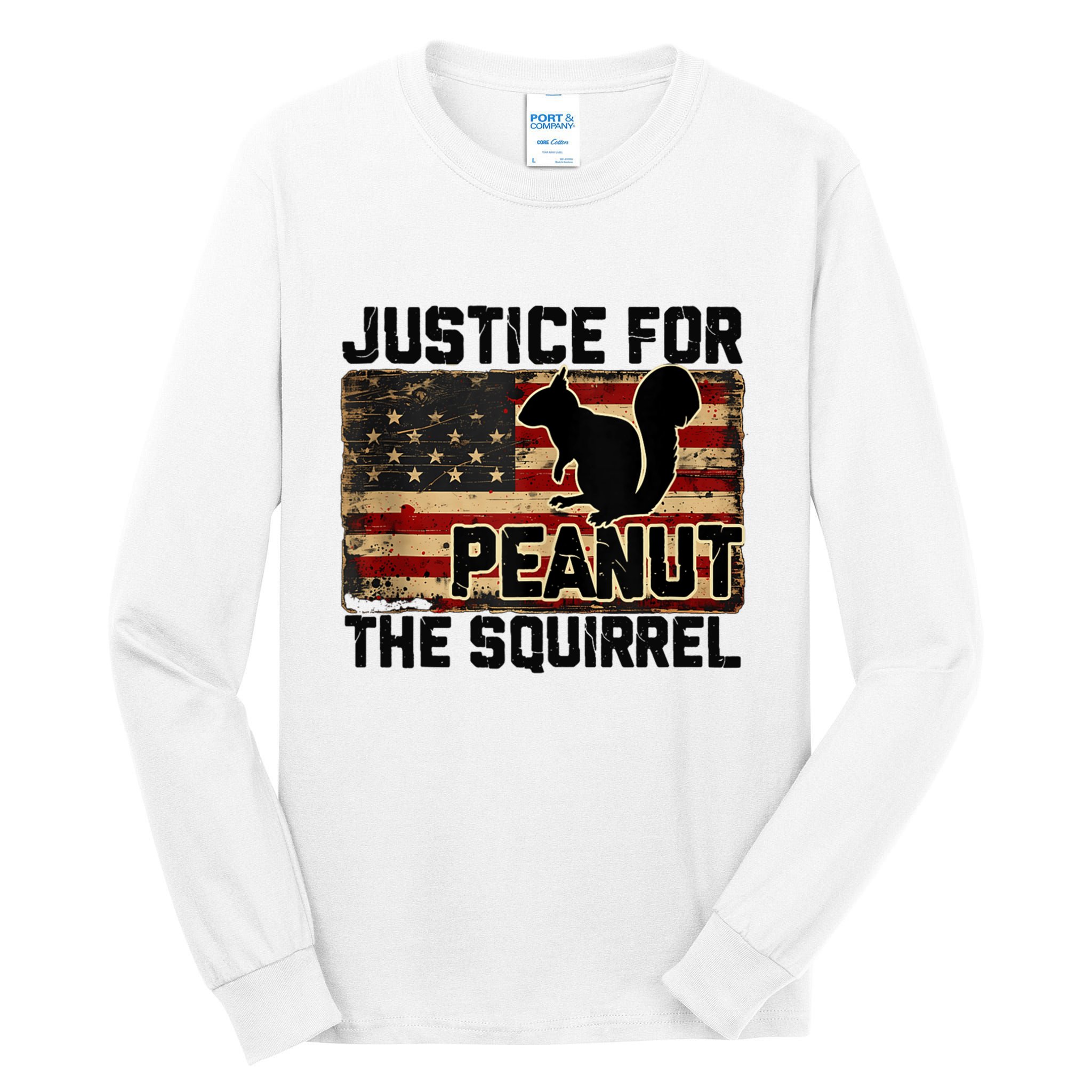 Justice For Peanut The Squirrel Vintage Usa Flag Tall Long Sleeve T-Shirt
